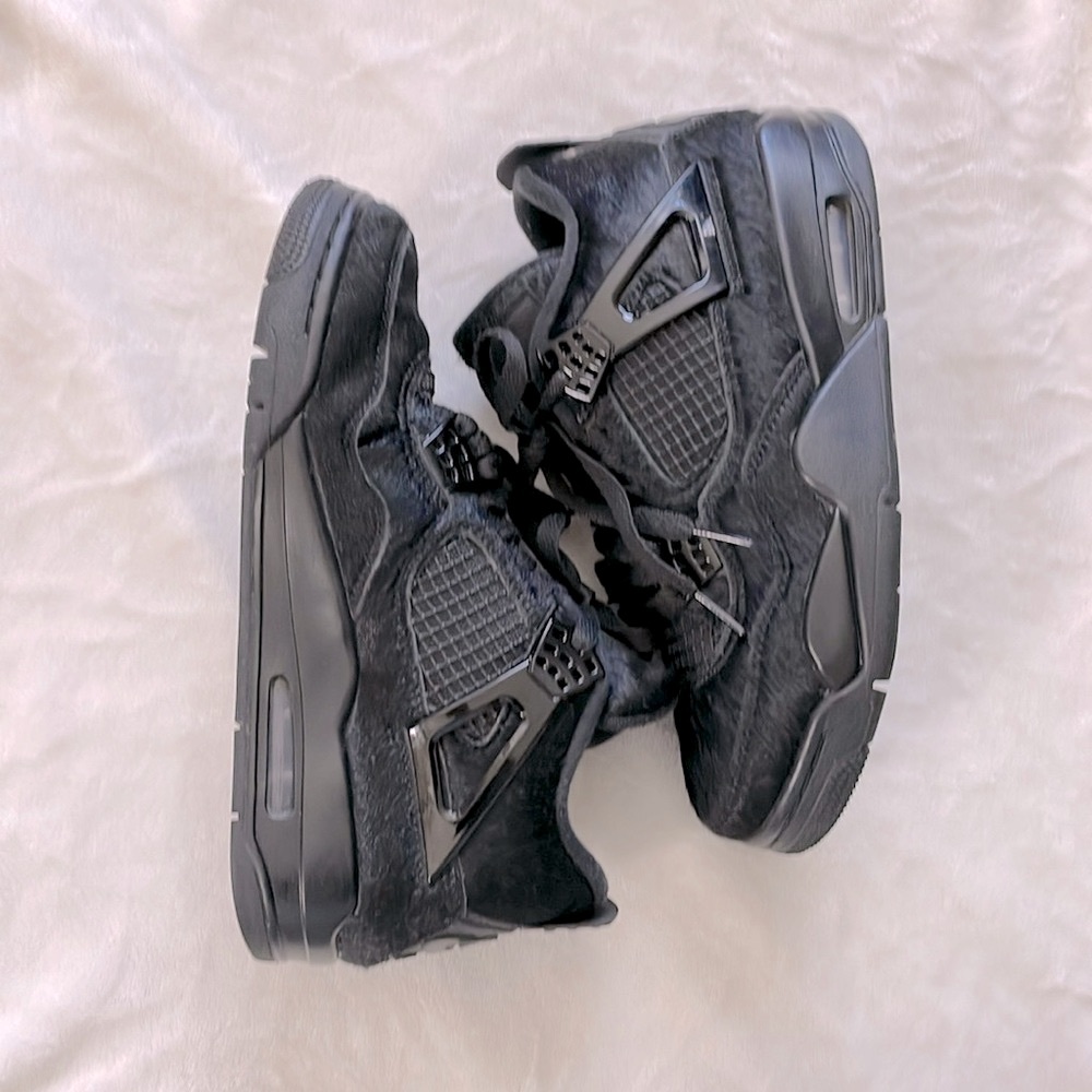Women’s Jordan 4 Olivia Kim pony hair black cat